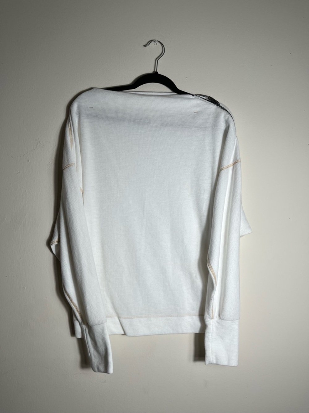 Free People We The Free White Zip Shoulder Top Womens M Long Sleeve Casual